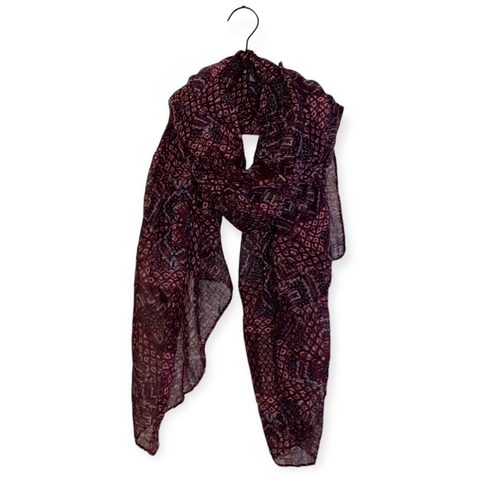 Maroon paisley sheer scarf